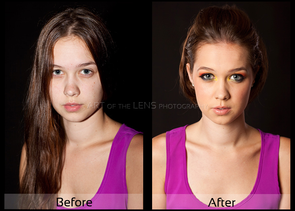 Before and after make-up by Sara Stone Art of the Lens