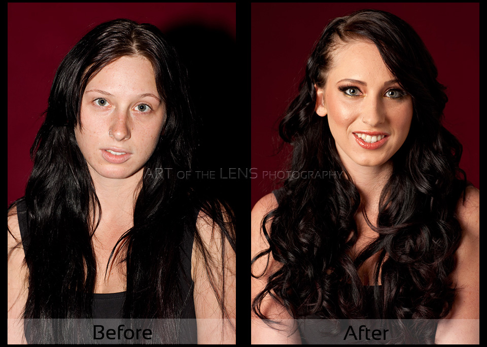 Make-up before and after art of the lens